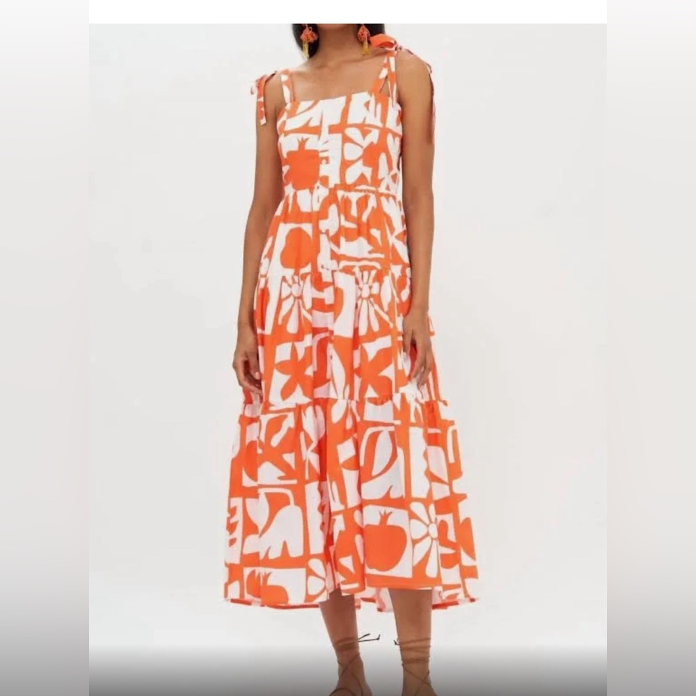 NWT Tuckernuck Oliphant Tie Strap Button Dress S Twiggy Camel Color